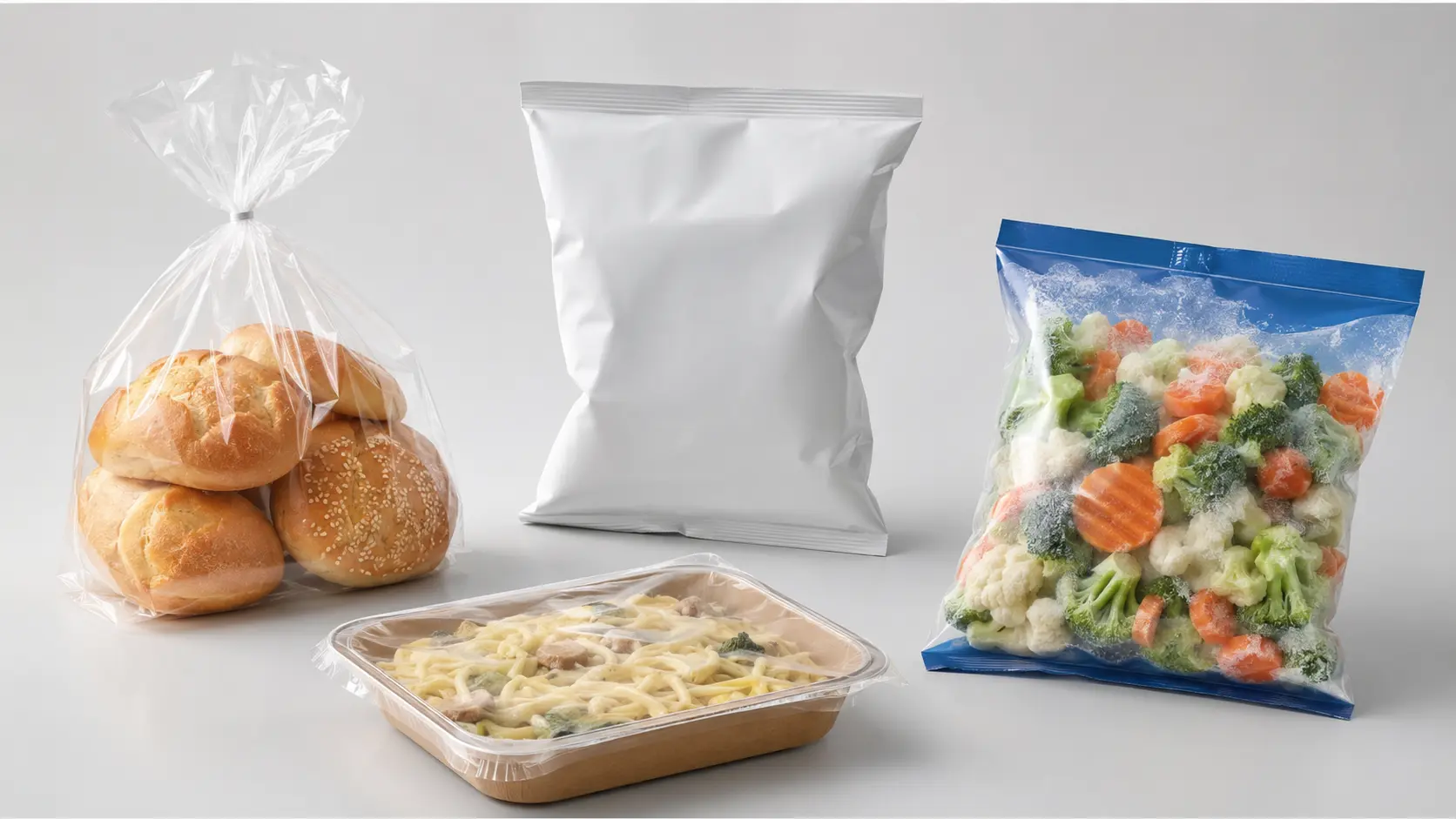 Concept illustration of four generic flexible food-packaging formats