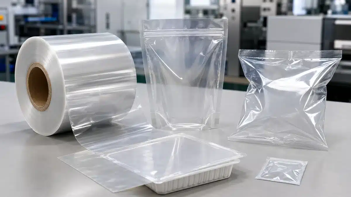 Rollstock film, pouches, bags, and lidding materials for food packaging