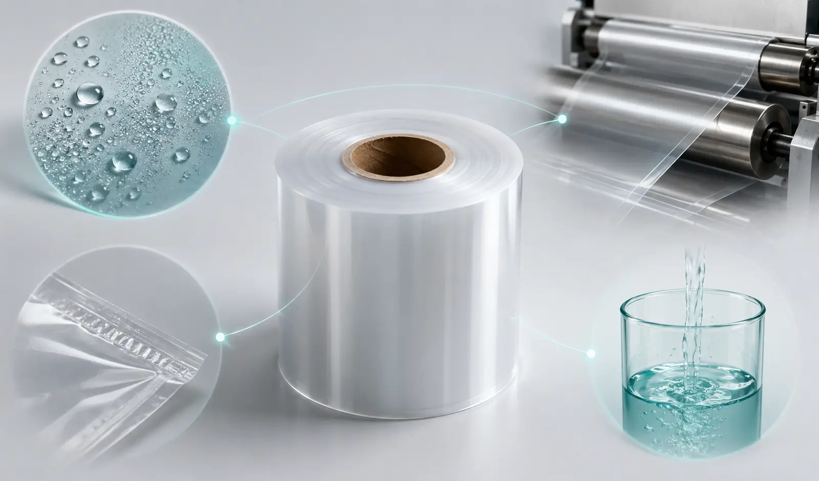 Concept illustration of moisture, handling, sealing, and water-release trade-offs for PVA film