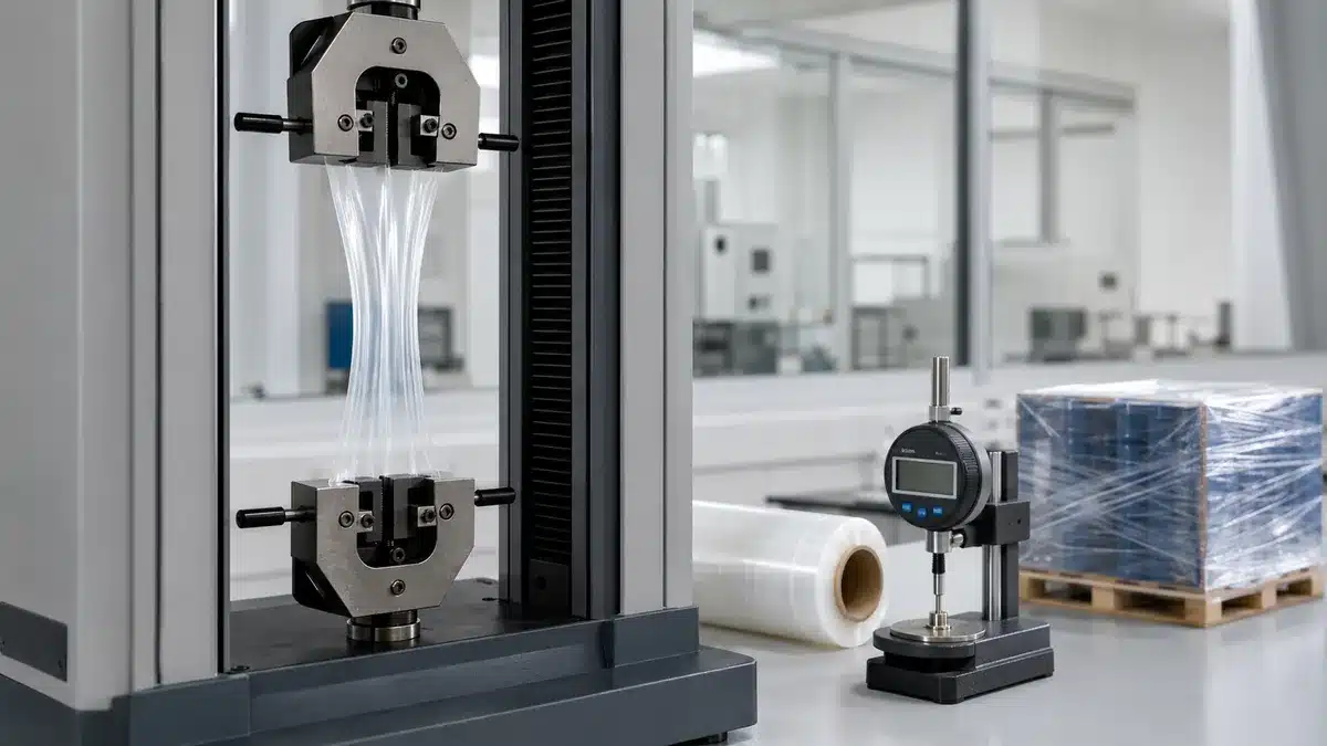 Generic laboratory setup for stretch film tensile and thickness verification