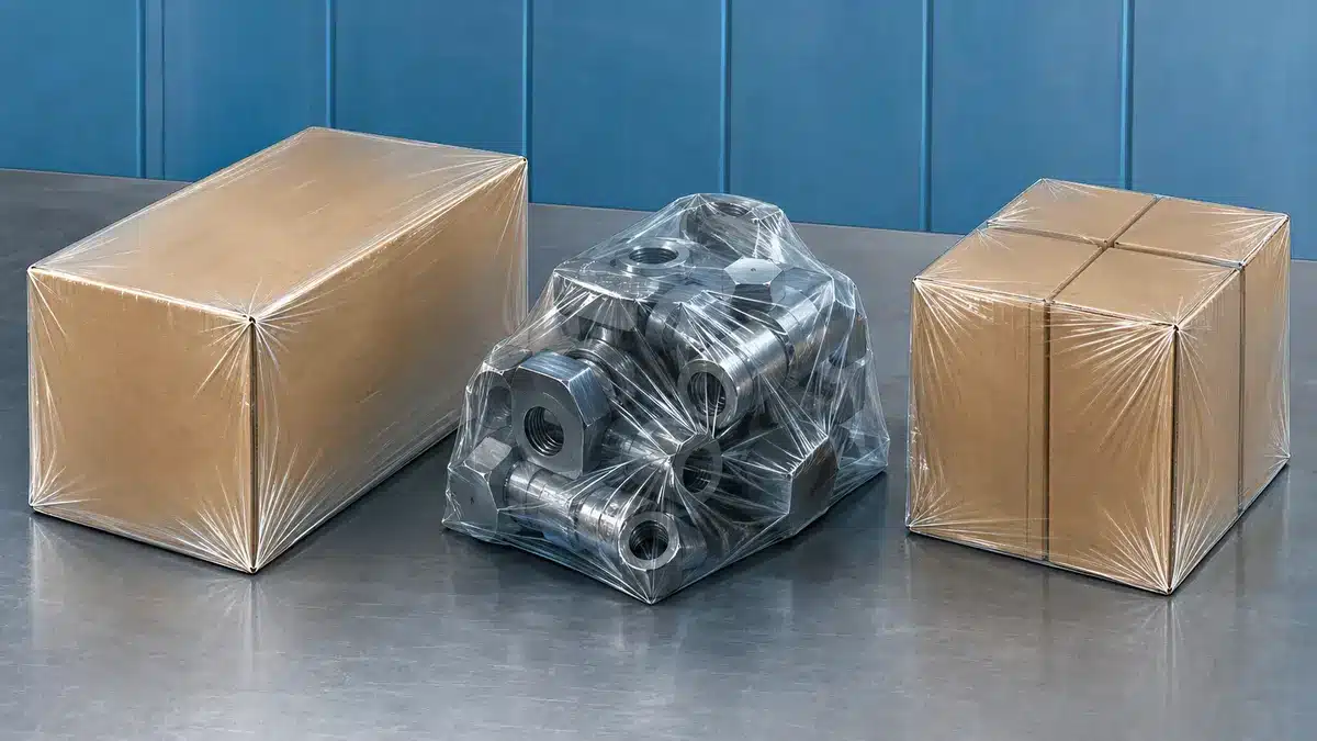 Konzeptdarstellung eines Schrumpffolien-Siegelgeräts und -Tunnels mit Luftstrom und Wärme als Linienvariablen.