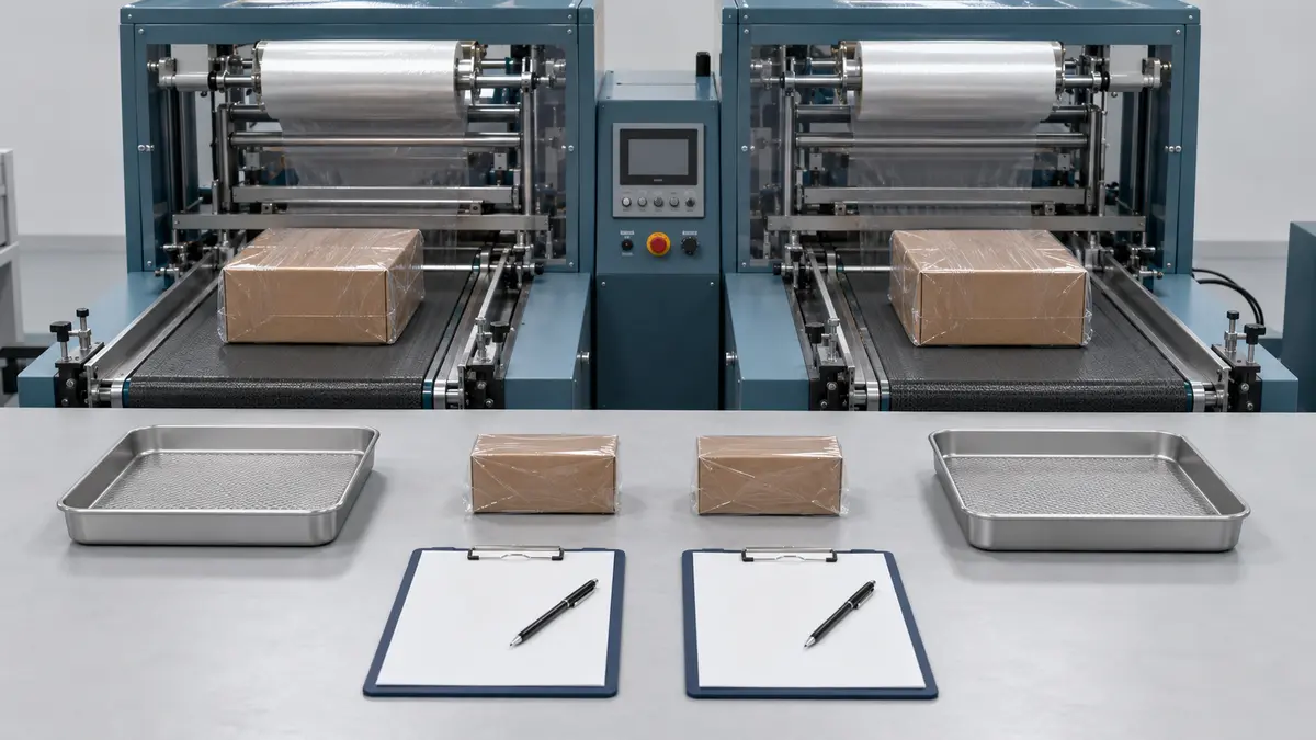 Konzeptdarstellung von schrumpfverpackten scharfkantigen, unregelmäßigen und schweren Verpackungsformen.